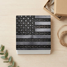 Rustic Steel American Flag ceramic coasters set of 4, gift set