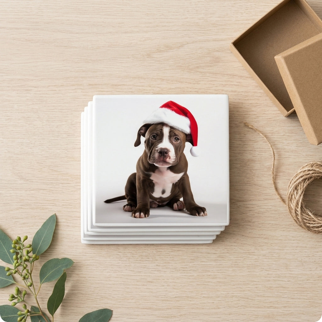 American Staffordshire Terrier Puppy ceramic coasters set of 4, gift set