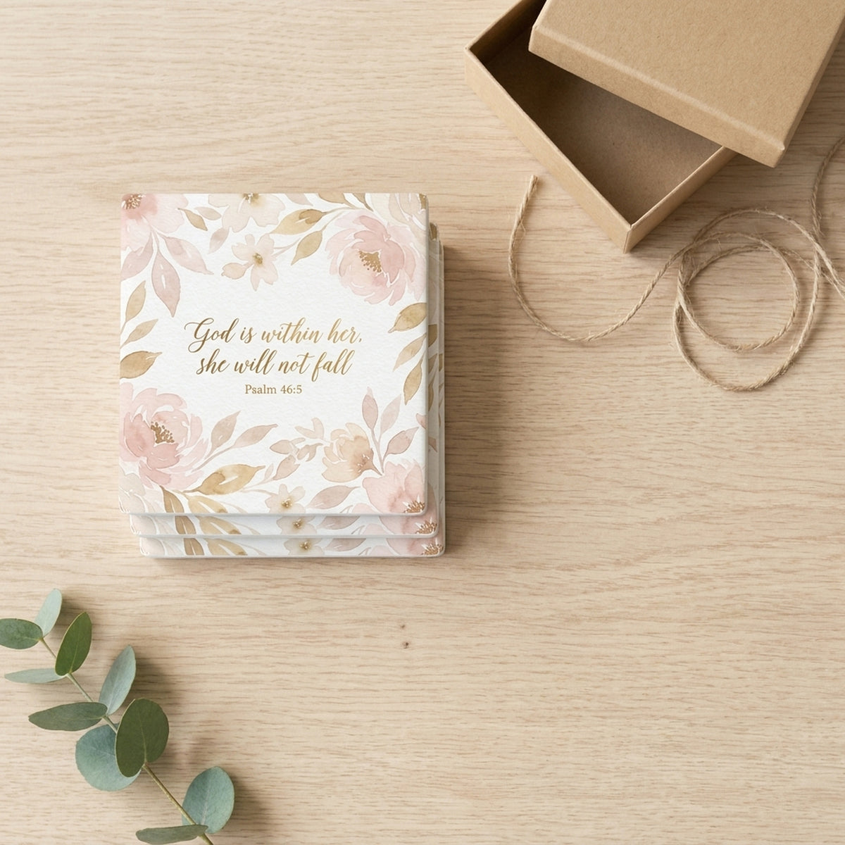 God Is Within Her ceramic coasters set of 4, gift set