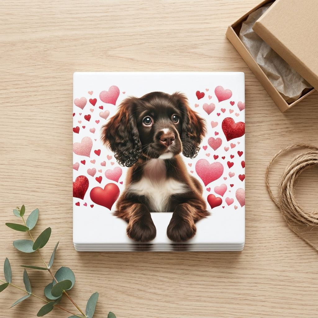 Cocker Spaniel ceramic coasters set of 4, gift set