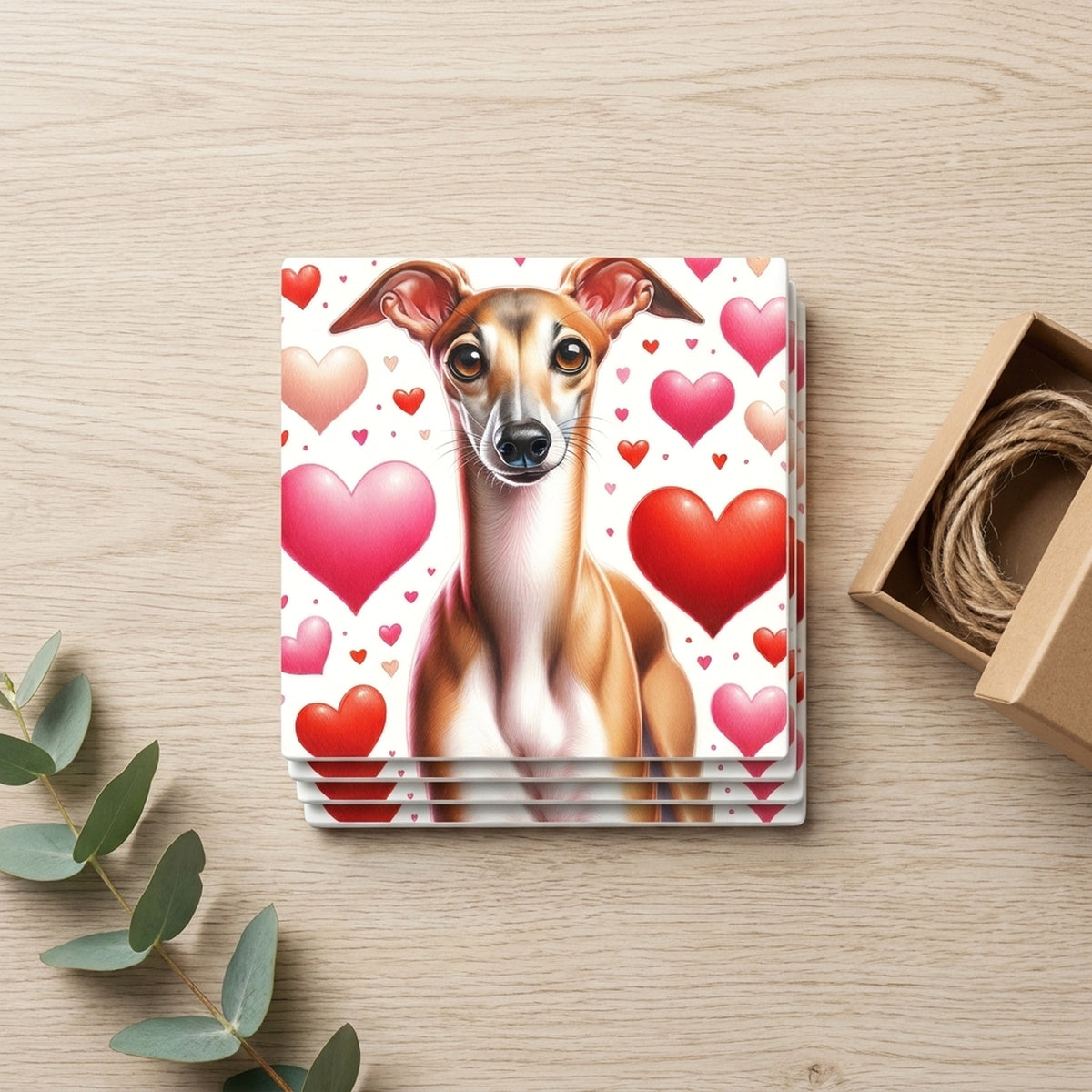 Italian Greyhound ceramic coasters set of 4, gift set