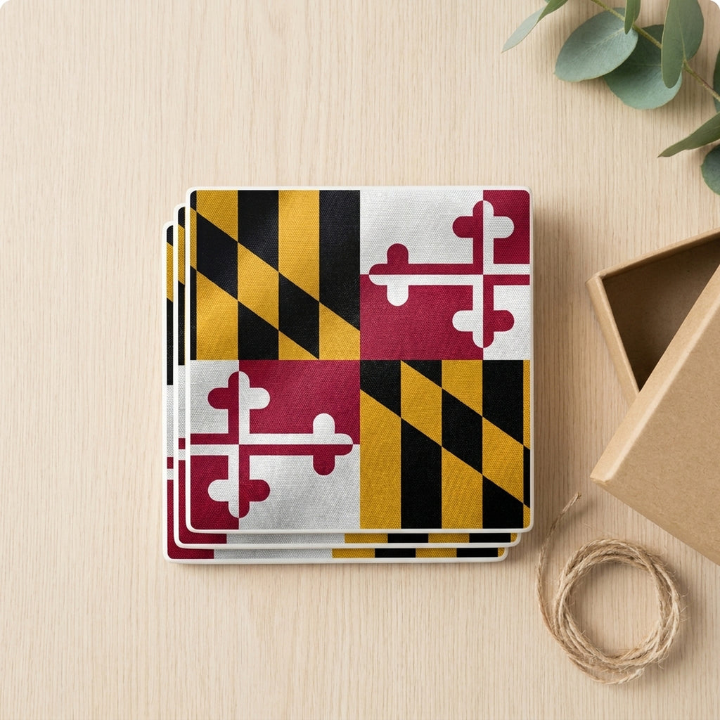 Maryland State Flag ceramic coasters set of 4, gift set