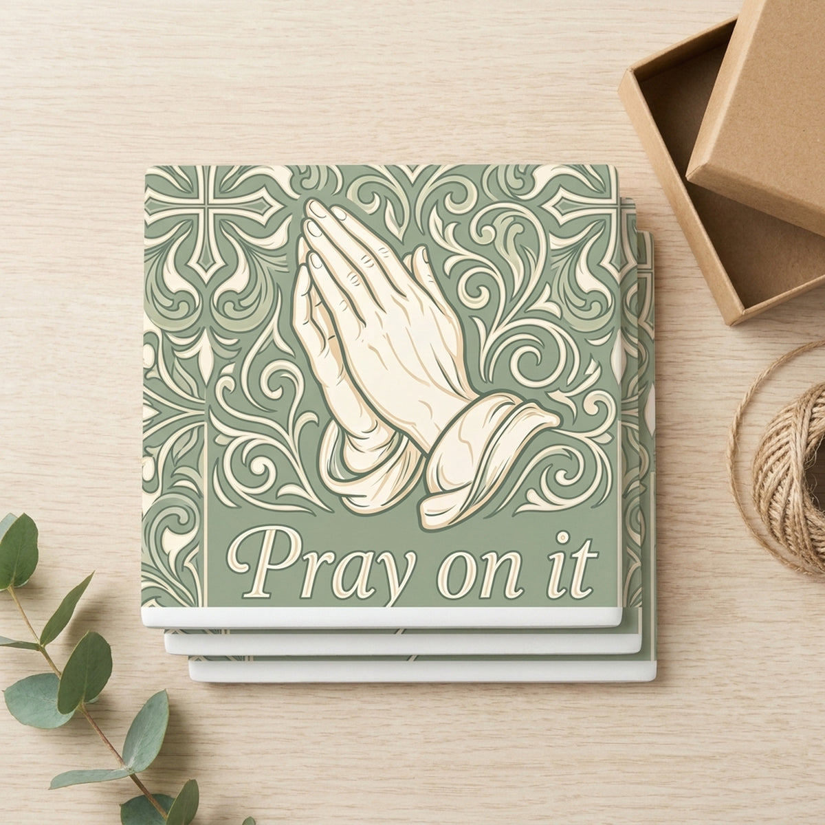 Pray On It ceramic coasters set of 4, gift set