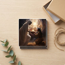 Celestial Gold Nativity ceramic coasters set of 4, gift set