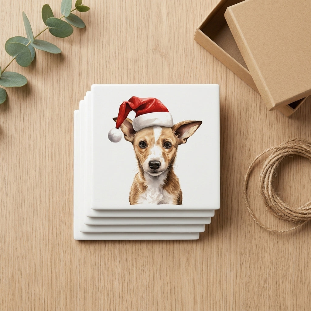 Portuguese Podengo Pequeno Puppy Drawing ceramic coasters set of 4, gift set