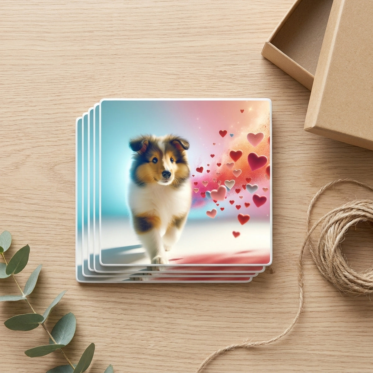 Collie ceramic coasters set of 4, gift set