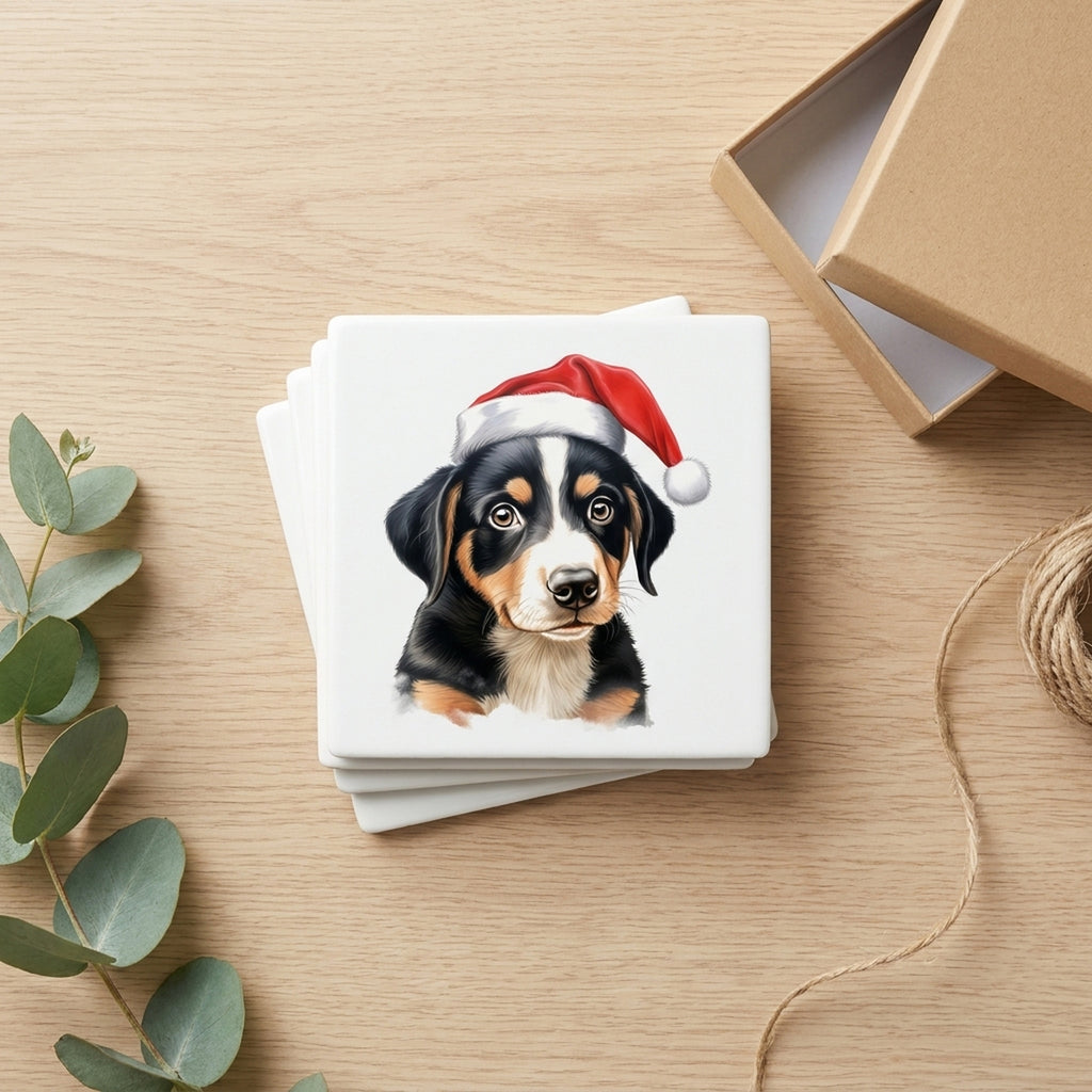 Entlebucher Mountain Dog Puppy Drawing ceramic coasters set of 4, gift set