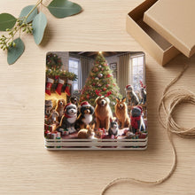 Cozy Holiday Pets ceramic coasters set of 4, gift set