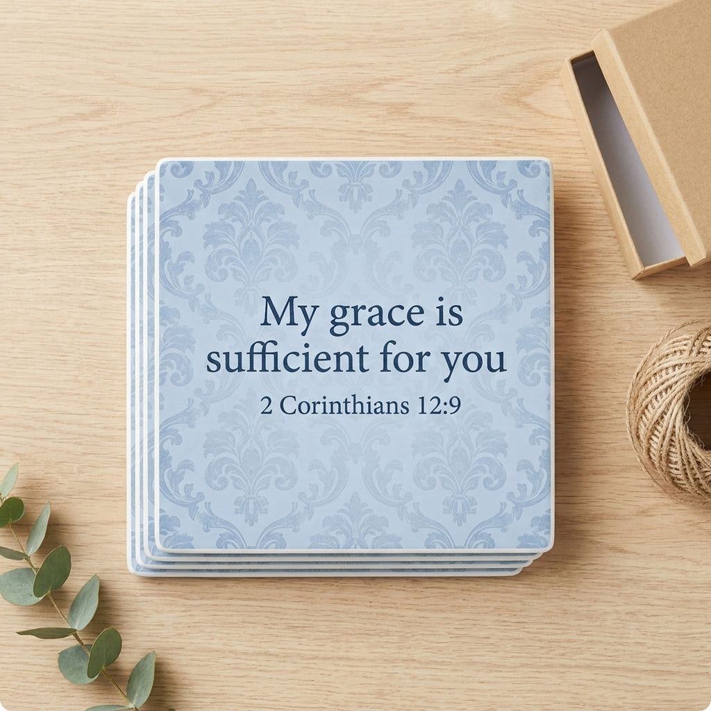 His Grace Is Sufficient ceramic coasters set of 4, gift set