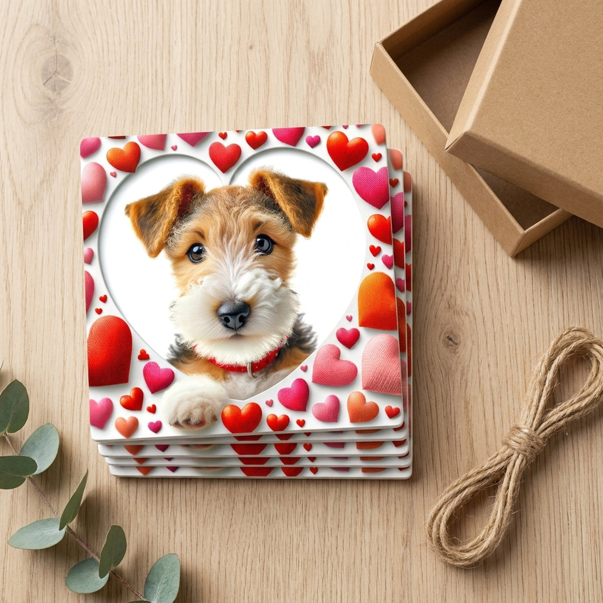 Wire Fox Terrier ceramic coasters set of 4, gift set