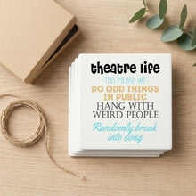 Theatre Life - Odd Things in Public ceramic coasters set of 4, gift set