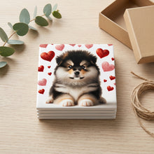 Pomeranian ceramic coasters set of 4, gift set