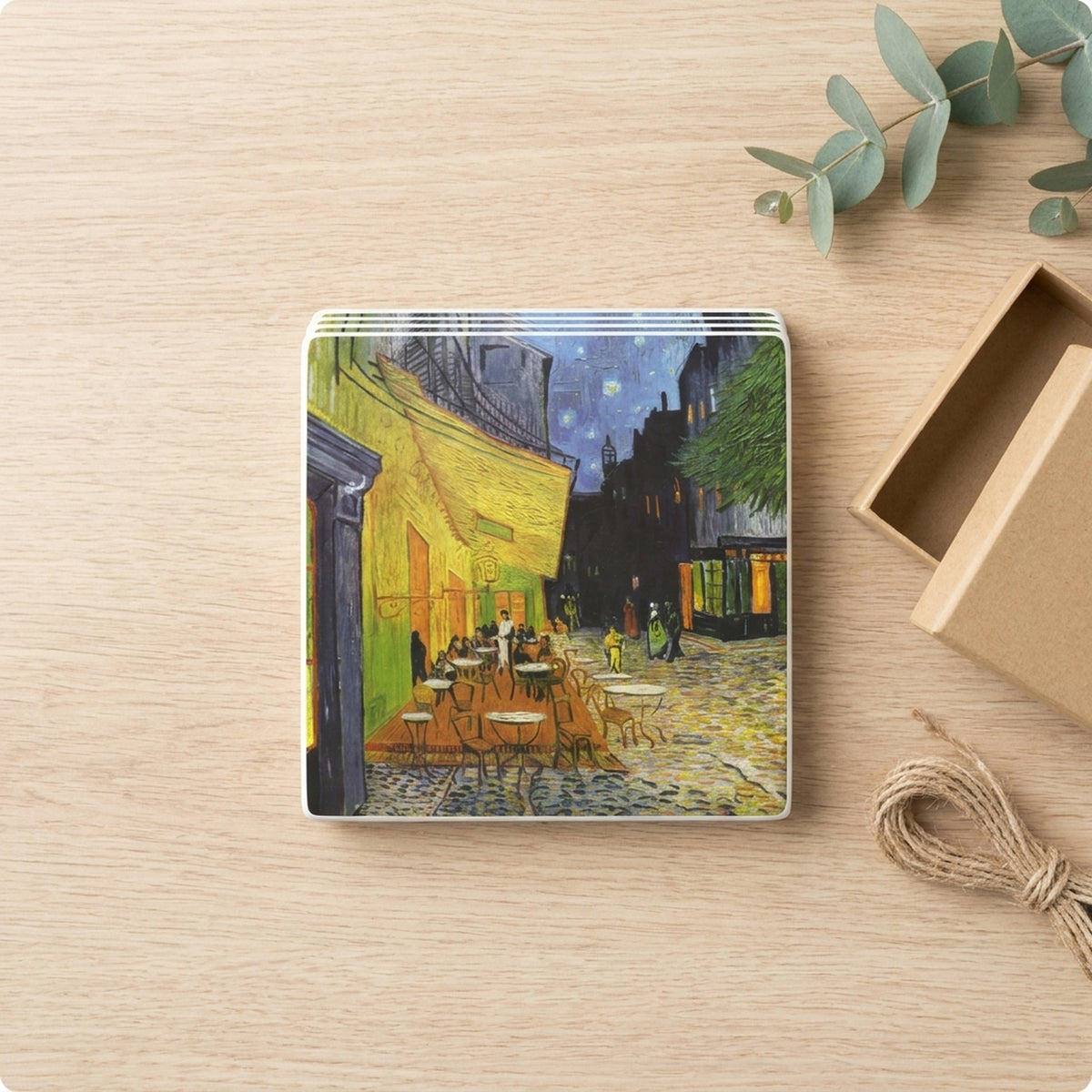 Cafe Terrace At Night ceramic coasters set of 4, gift set