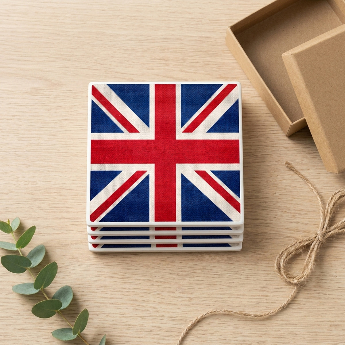 United Kingdom (Union Jack) Flag Pride ceramic coasters set of 4, gift set