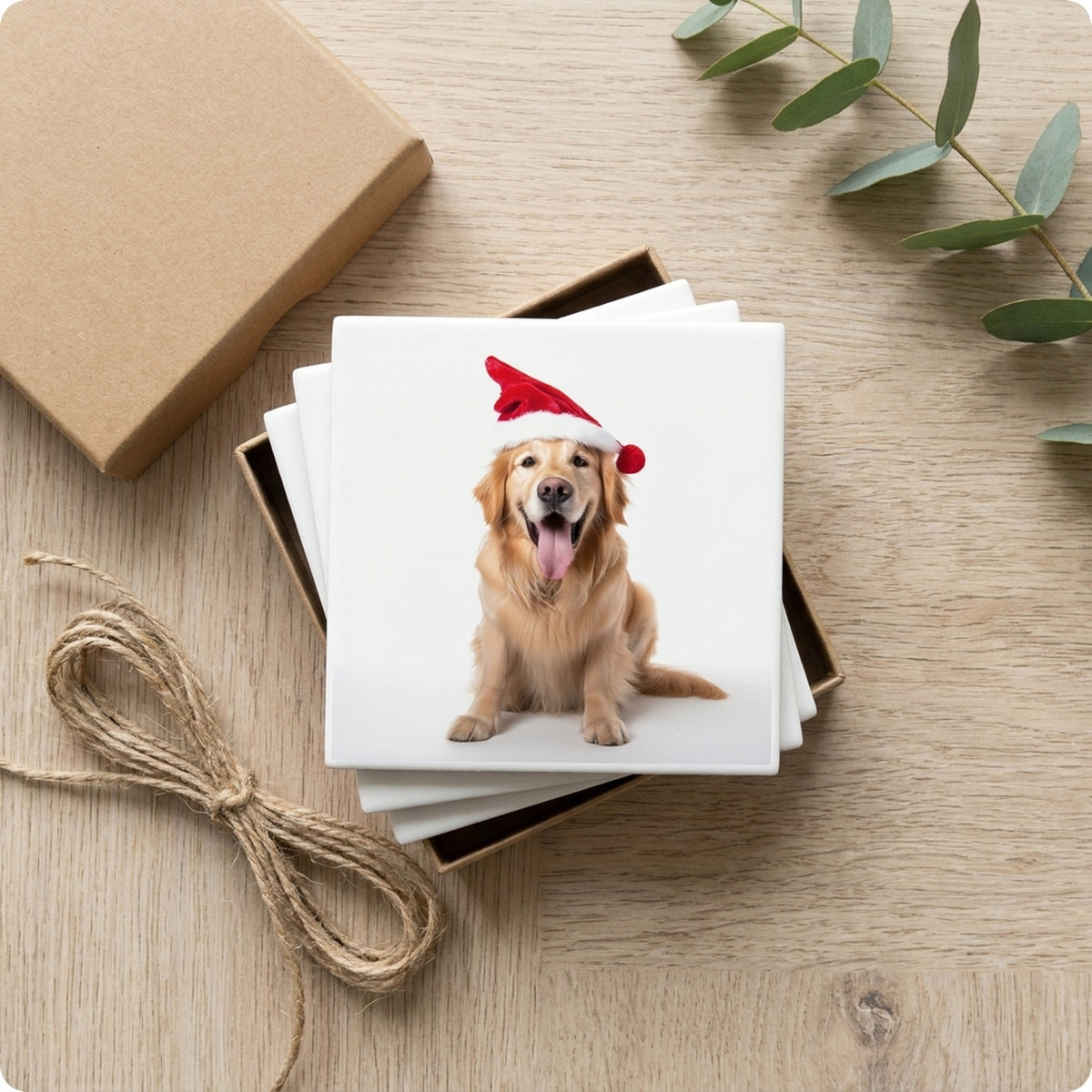 Golden Retriever ceramic coasters set of 4, gift set