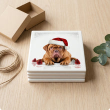 Dogue de Bordeaux ceramic coasters set of 4, gift set