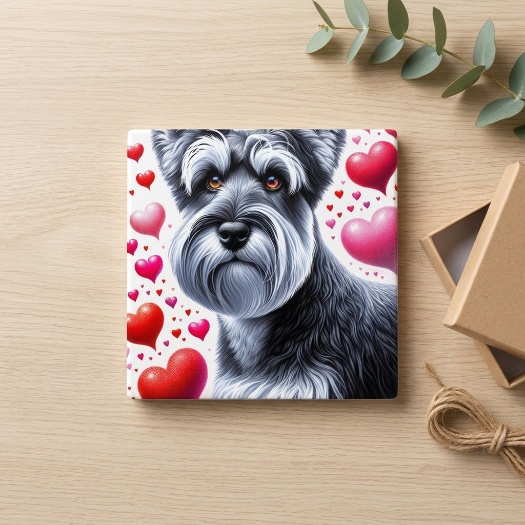 Miniature Schnauzer ceramic coasters set of 4, gift set