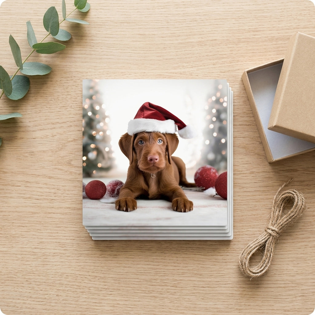 Wirehaired Vizsla Puppy ceramic coasters set of 4, gift set