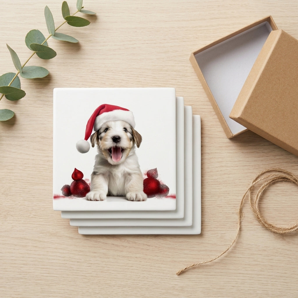 Sealyham Terrier Puppy ceramic coasters set of 4, gift set