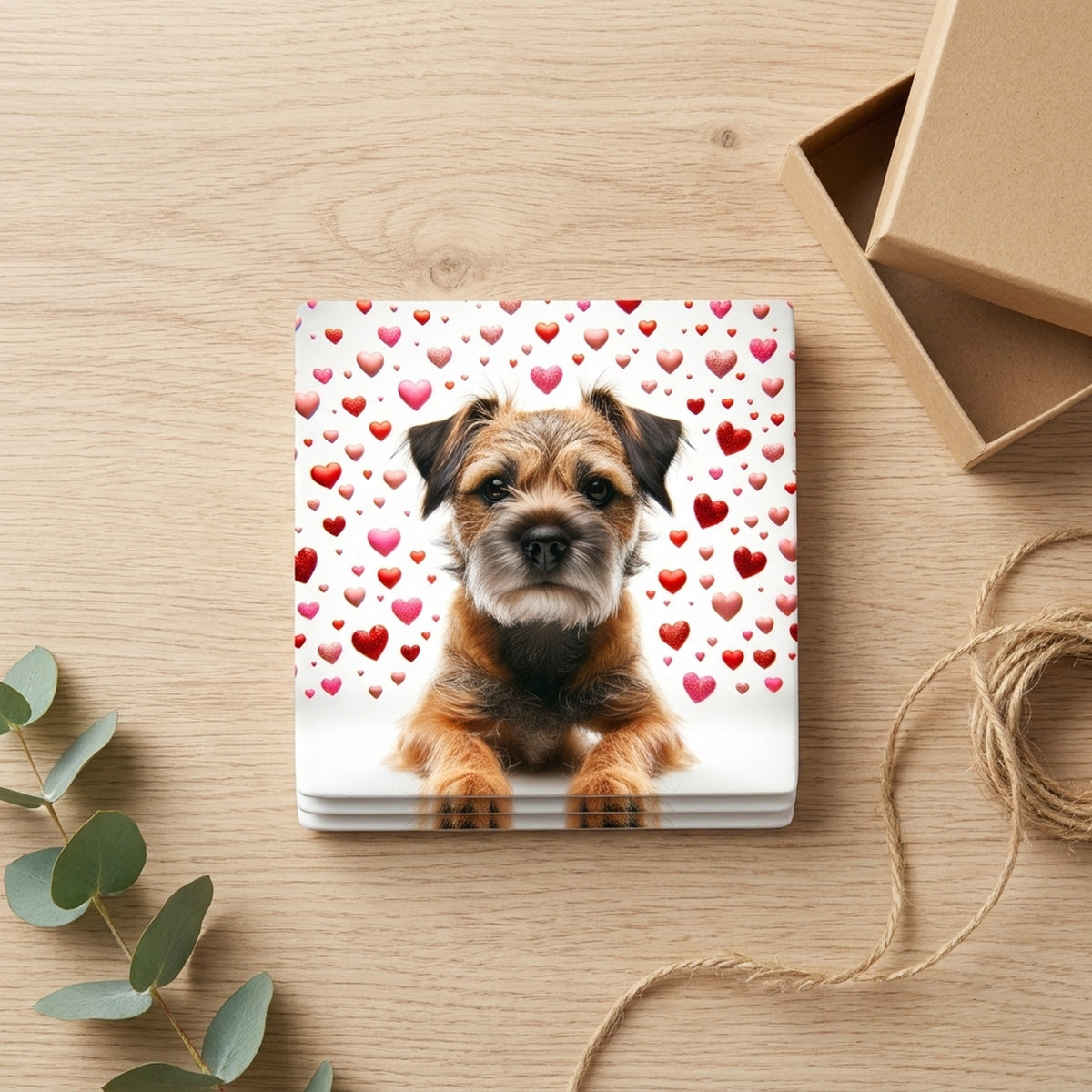 Border Terrier ceramic coasters set of 4, gift set