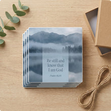 Be Still Psalm 46:10 ceramic coasters set of 4, gift set