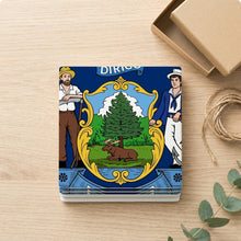 Maine State Flag ceramic coasters set of 4, gift set