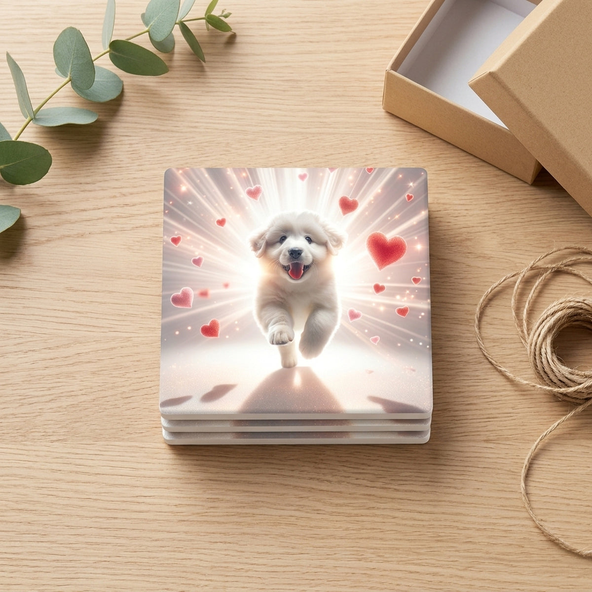 Golden Retriever ceramic coasters set of 4, gift set