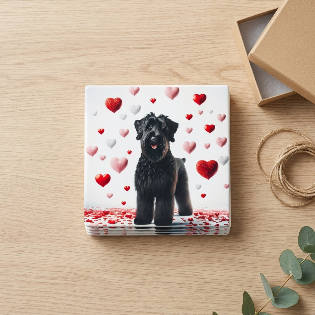 Giant Schnauzer ceramic coasters set of 4, gift set