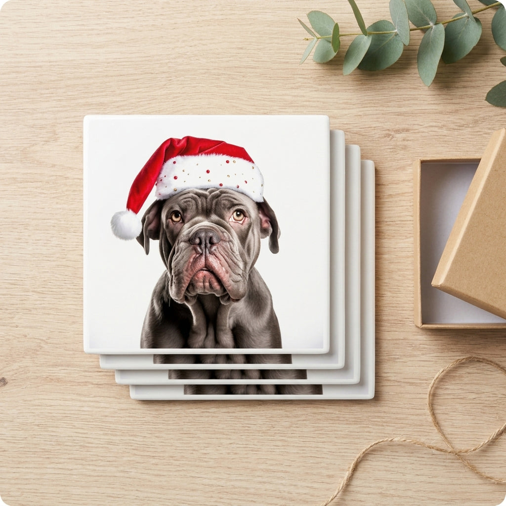 Neapolitan Mastiff ceramic coasters set of 4, gift set