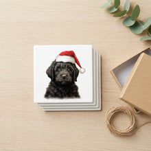 Black Russian Terrier Puppy Drawing ceramic coasters set of 4, gift set