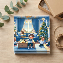 Blue Hanukkah Celebration ceramic coasters set of 4, gift set