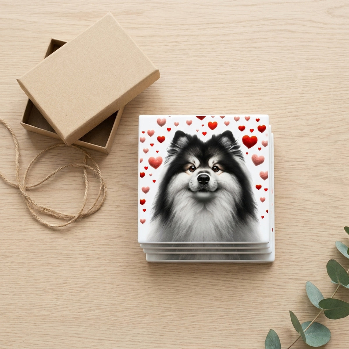 Finnish Lapphund ceramic coasters set of 4, gift set