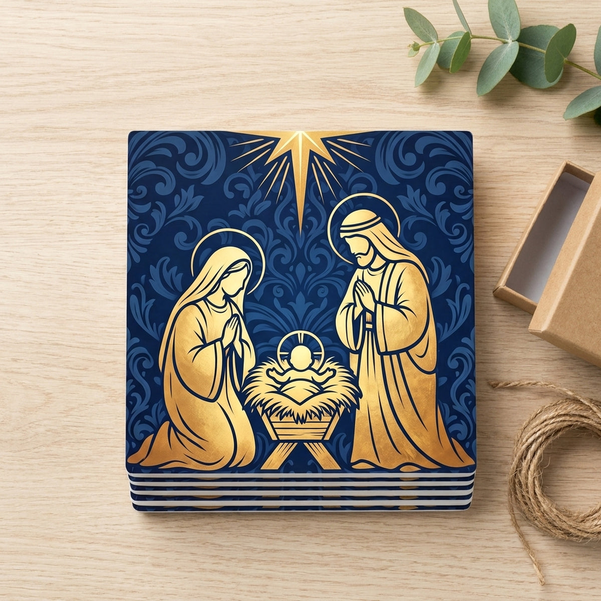 Nativity Scene ceramic coasters set of 4, gift set