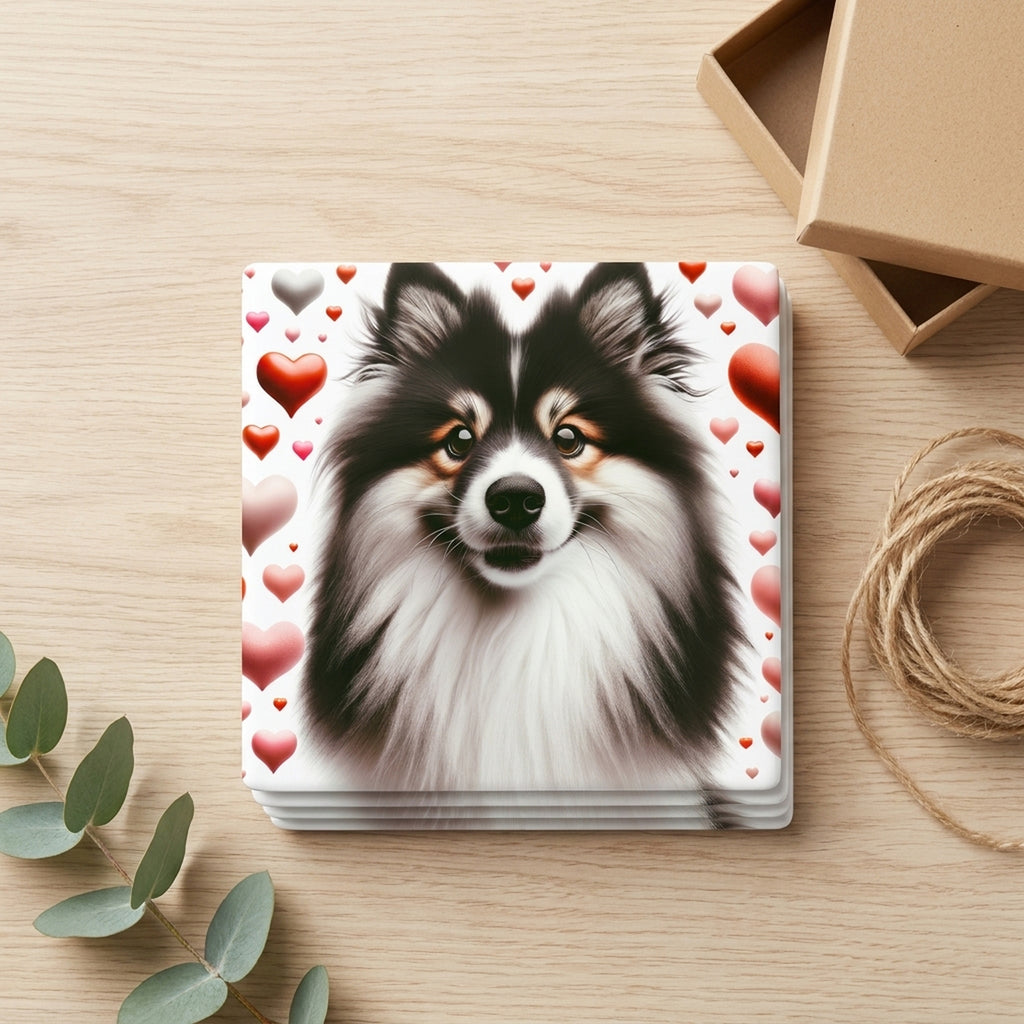 Finnish Lapphund ceramic coasters set of 4, gift set