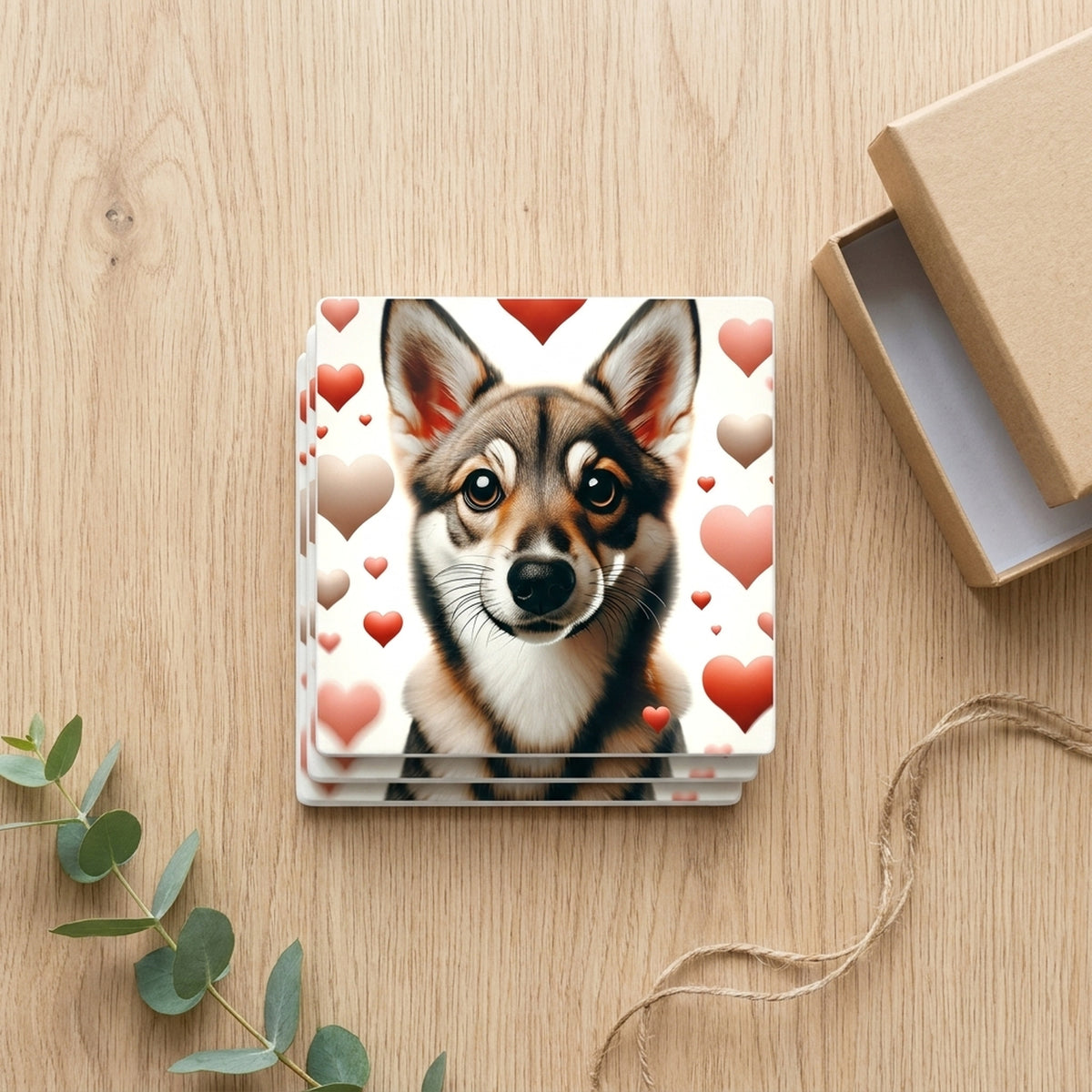 Swedish Vallhund ceramic coasters set of 4, gift set