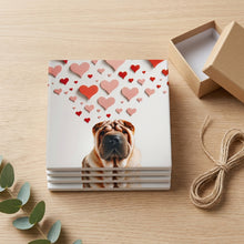 Chinese Shar-Pei ceramic coasters set of 4, gift set