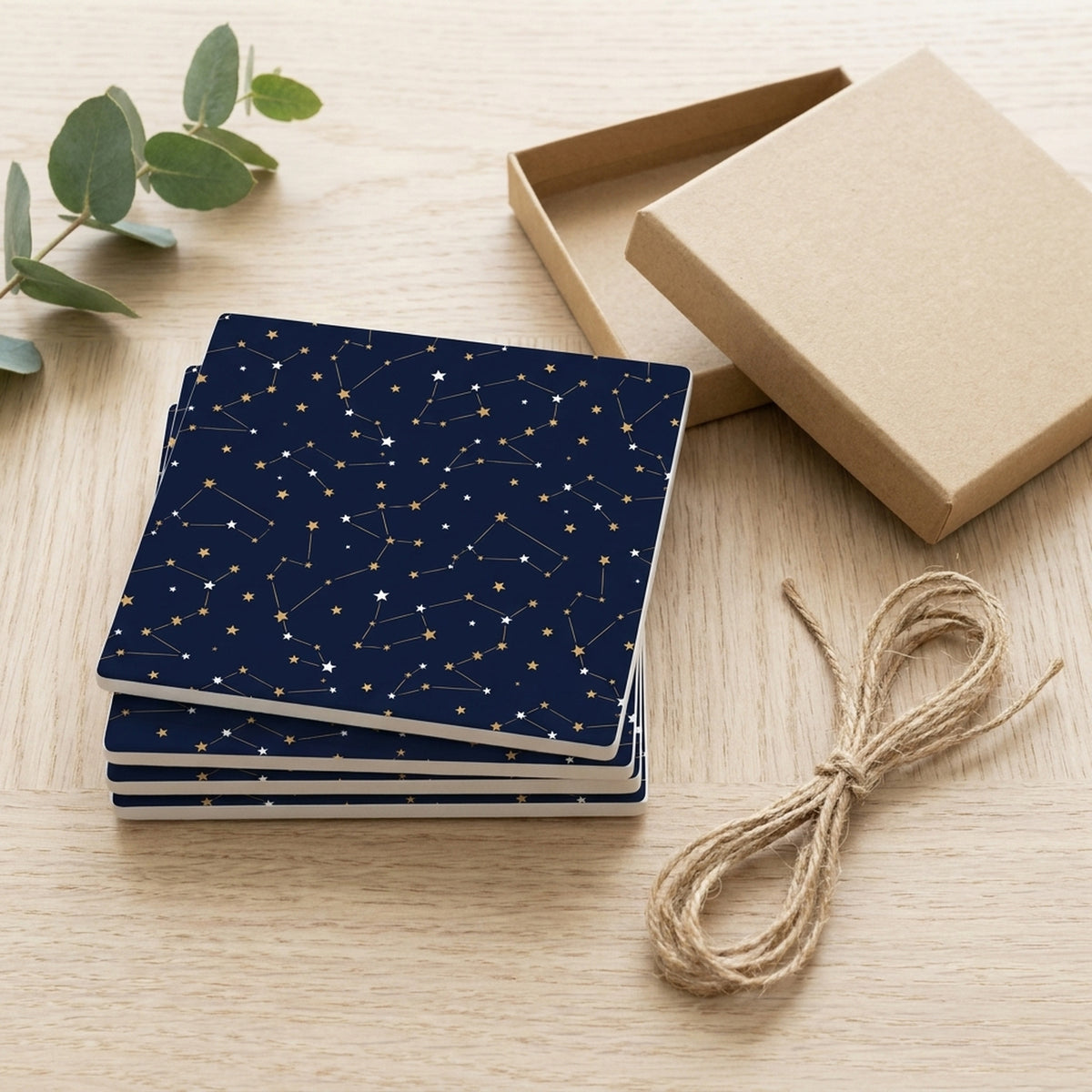 Starry Night Sky ceramic coasters set of 4, gift set