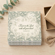 Proverbs 3:5 ceramic coasters set of 4, gift set
