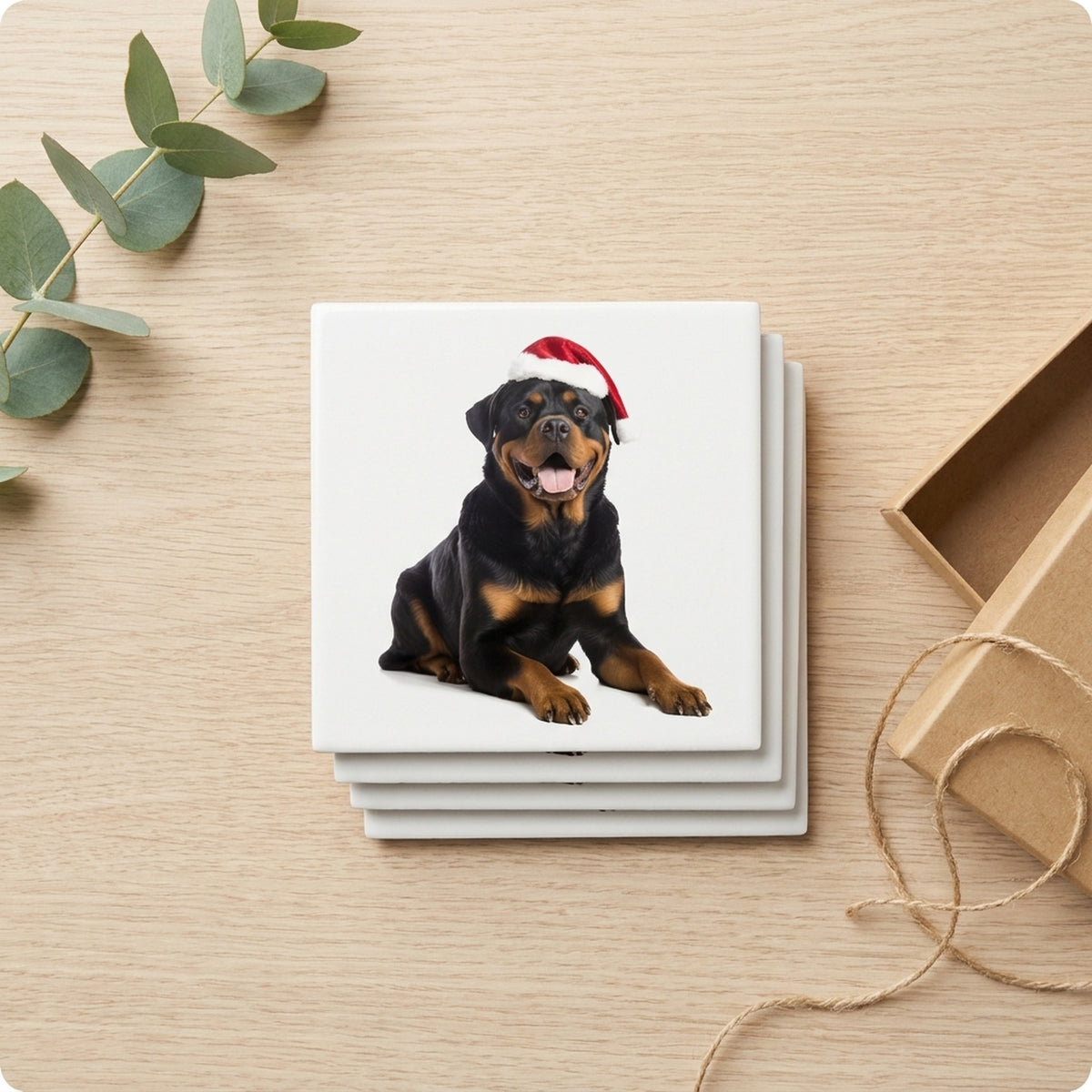 Rottweiler ceramic coasters set of 4, gift set