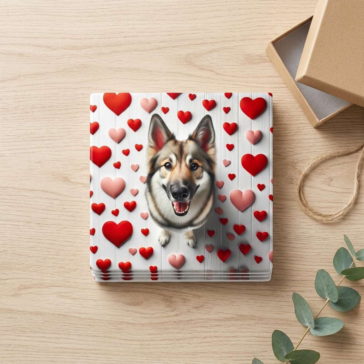 German Shepherd Dog ceramic coasters set of 4, gift set