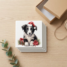 Border Collie Puppy Drawing ceramic coasters set of 4, gift set