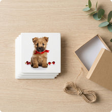 Norwich Terrier Puppy ceramic coasters set of 4, gift set