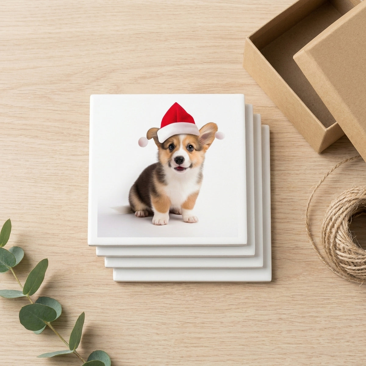 Pembroke Welsh Corgi Puppy ceramic coasters set of 4, gift set