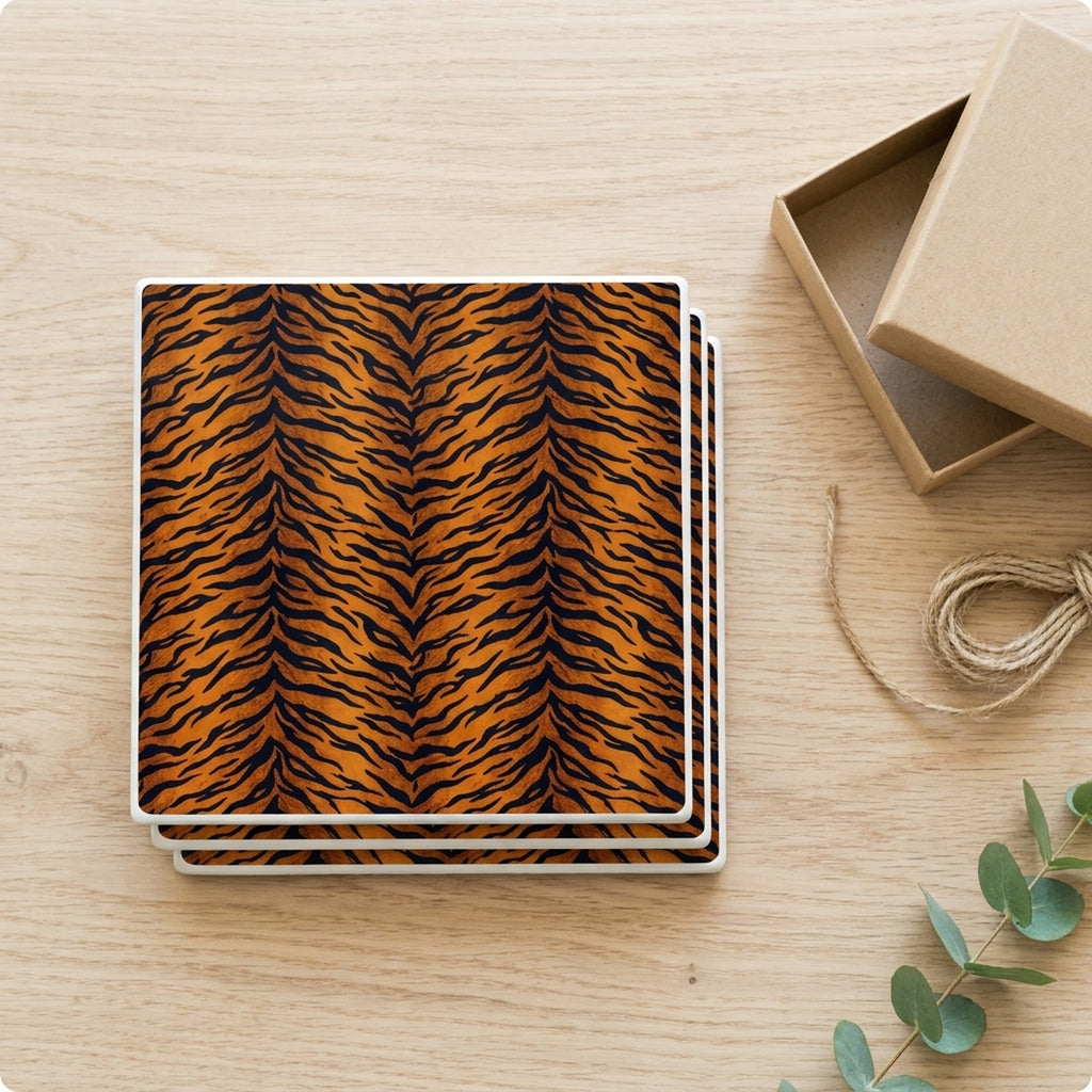 Tiger Stripe ceramic coasters set of 4, gift set