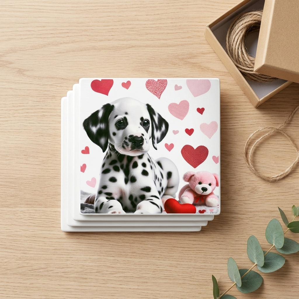Dalmatian ceramic coasters set of 4, gift set