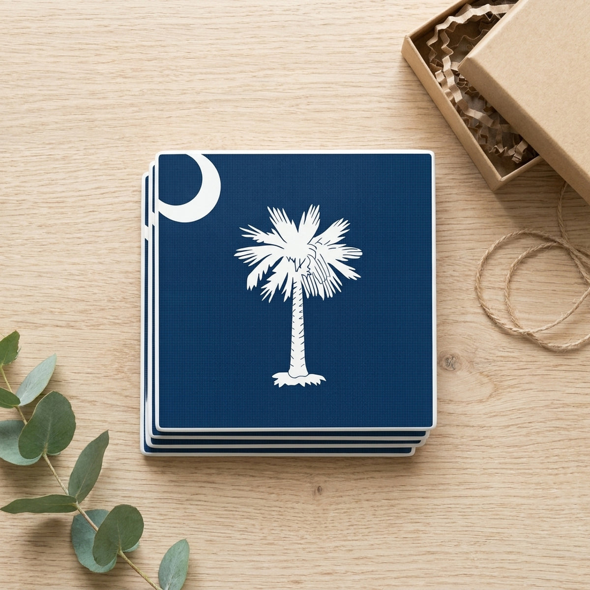 South Carolina State Flag ceramic coasters set of 4, gift set