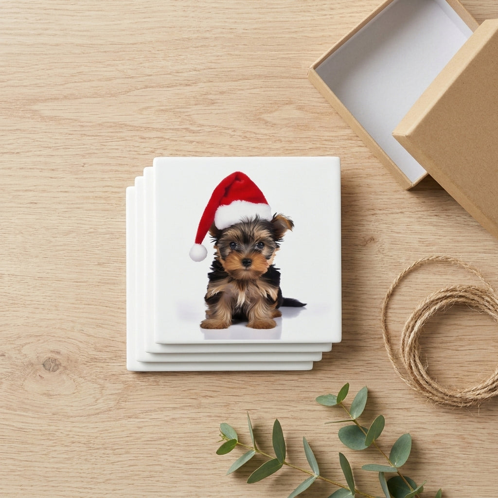 Yorkshire Terrier Puppy ceramic coasters set of 4, gift set