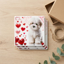 Bichon Frise ceramic coasters set of 4, gift set