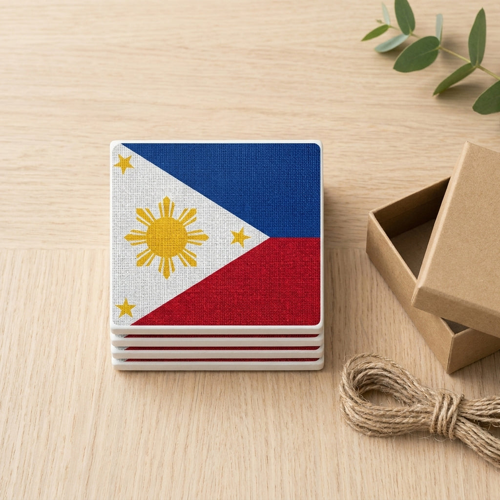 Philippines Flag Pride ceramic coasters set of 4, gift set