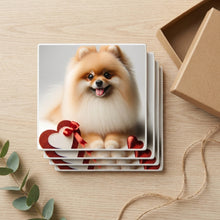 Pomeranian ceramic coasters set of 4, gift set